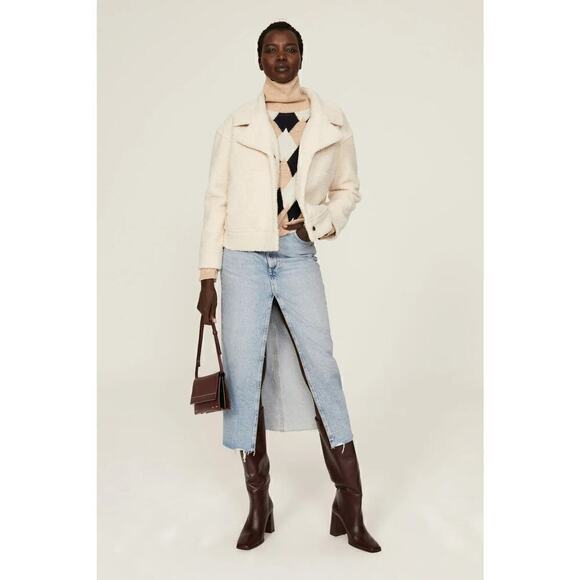 Marine Layer Quebec Sherpa Jacket Cozy Snap Button Antique White Cream NWT L - Picture 4 of 9